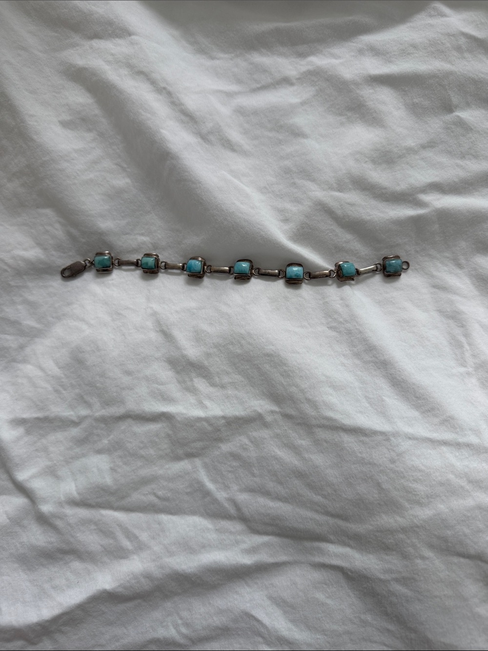 Sterling Silver and Turquoise Stone Link Bracelet